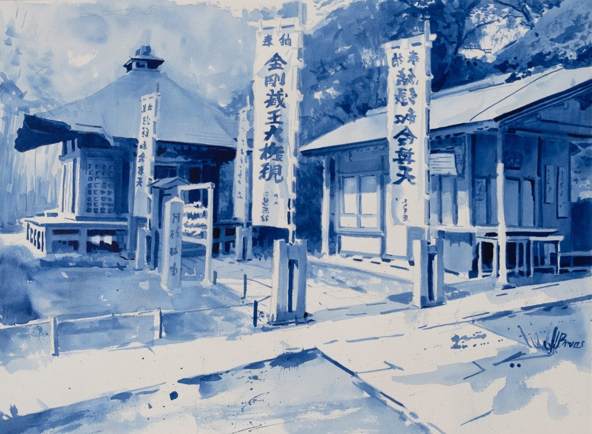 Chuson-ji no.3, ink on paper, 14.5x19.5in, 01-23
